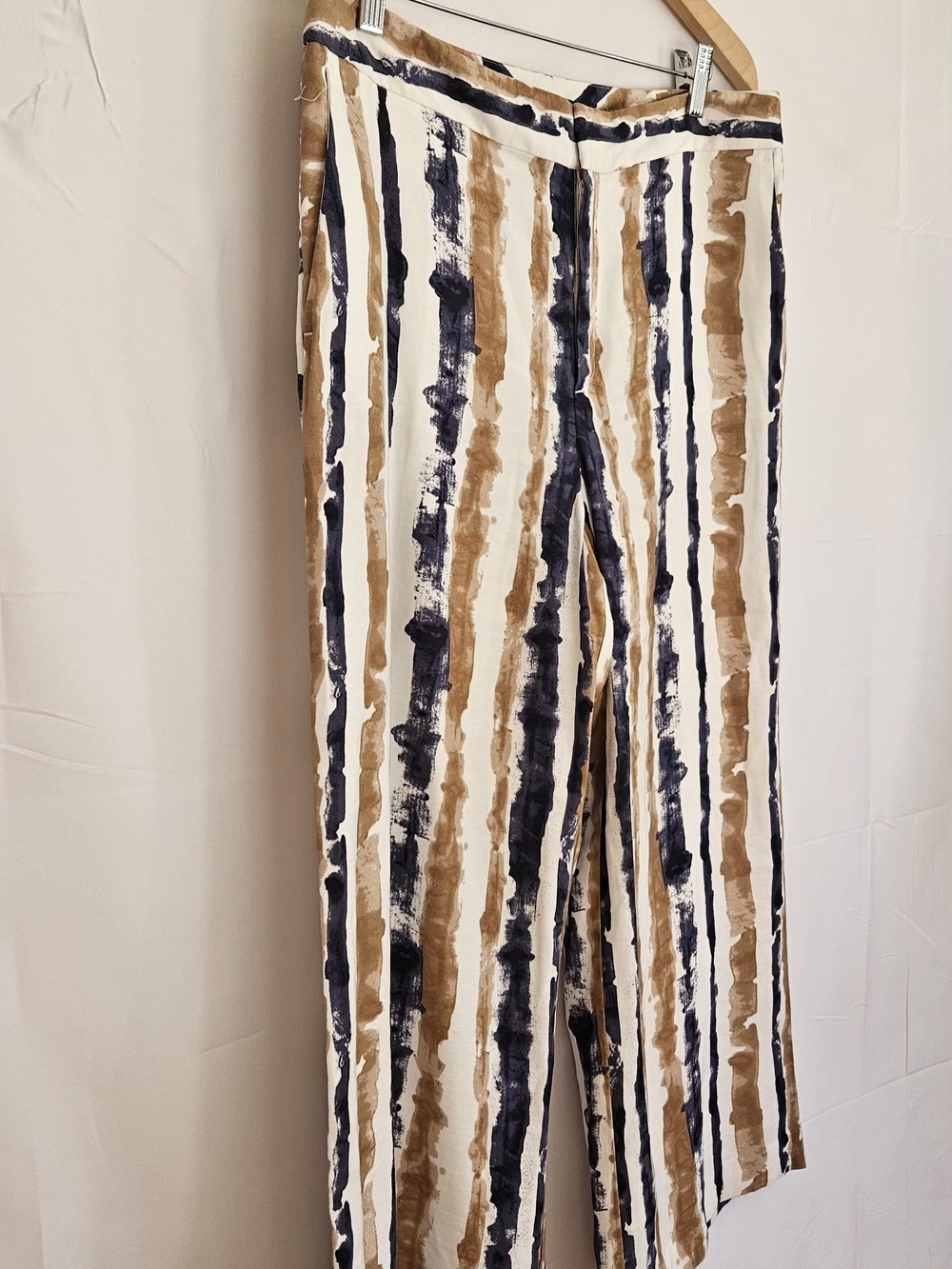 ​Ann Taylor Factory Wide Leg Linen-Blend Style Striped Pants Size 10 Art Deco - Picture 4 of 15
